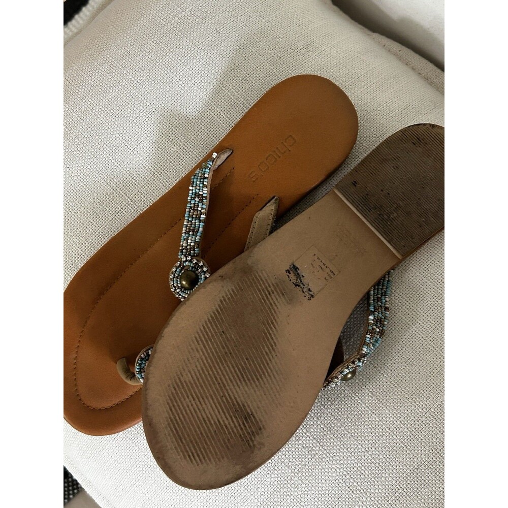 Chico's Flip Flop Sandals Size 9 Beaded Rhinestone Stone Artsy Coastal Thong - Picture 7 of 8